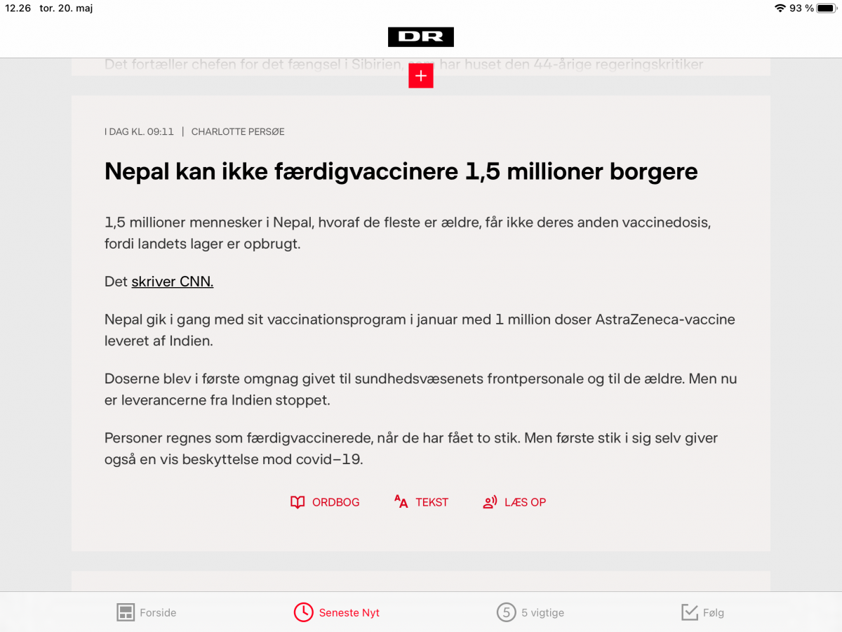 Nepal kan ikke færdigvaccinere …